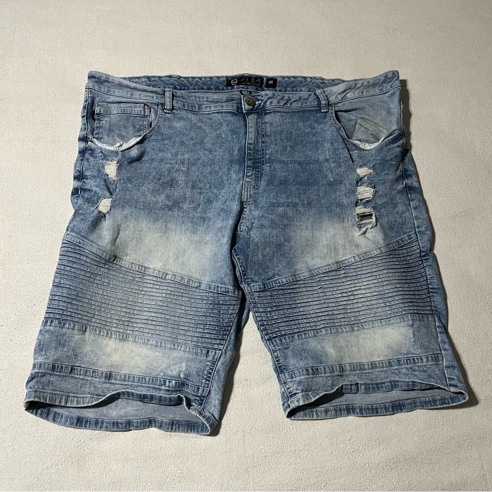 Southpole‎ Flex Mens 47x12 Blue Denim Shorts Distressed South Pole